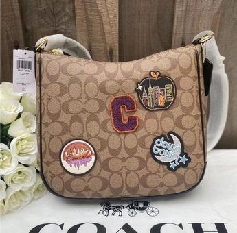 Coach Ellie File Bag in Signature Canvas with Disco Patches