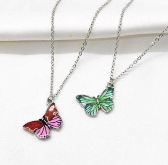 Silver Best Friend Butterfly Necklace Pack