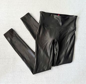 Spanx Black Faux Leather Smooth Shapewear Leggings Women