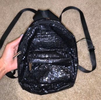 black sequin mini backpack