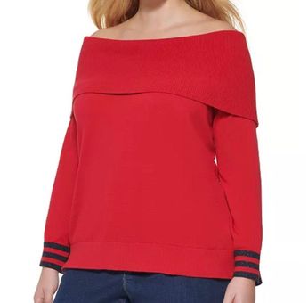 Tommy Hilfiger Off The Shoulder Sweater Multiple Size 1X 69 23