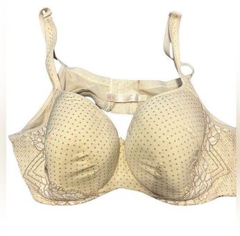 Cacique beige Polka Dot Lightly Lined Balconette bra size 46d - $23