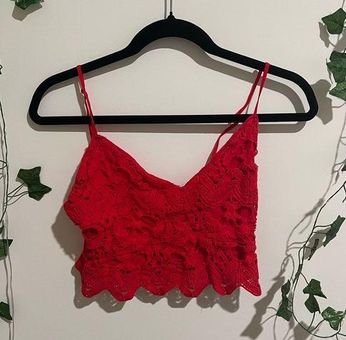 Red Lace Crop Top