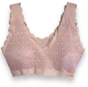 Danskin Womens Bra Sz L Pink Laser Cut Padded Lounge Bra