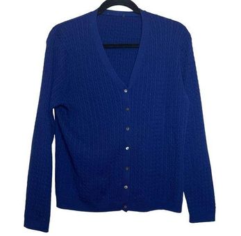 Navy Cotton Cable Cardigan