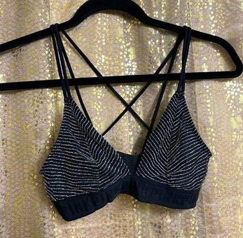 PINK - Victoria's Secret silver/black strappy bralette, size XS