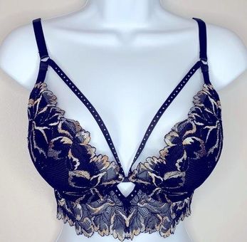 La Senza Beyond Sexy Ultimate Plunge Black and Gold Lace Bra