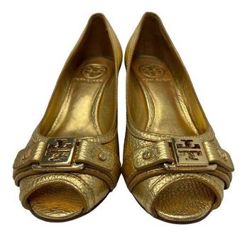 Gold Tory Burch Peep Toe