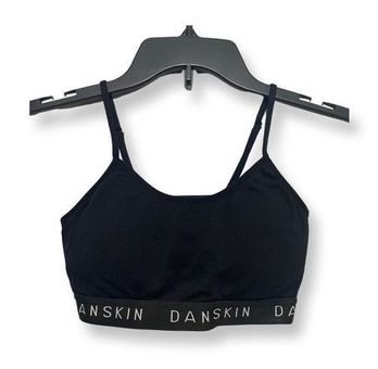 Danskin Womens Sports Bra Black Adjustable Strap Stretch Pullover