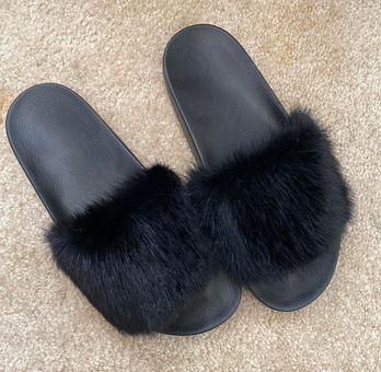 givenchy black fur slides