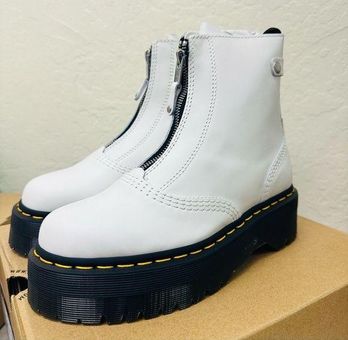 Dr. Martens Jetta White Sendal Leather Zip Platform Quad Boots Womens US 8  NEW