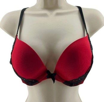 Victoria's Secret Very Sexy Red Black Lace Rhinestone Push-Up