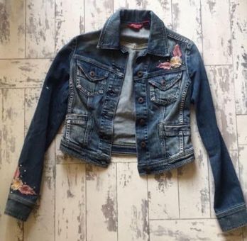 guess embroidered denim jacket