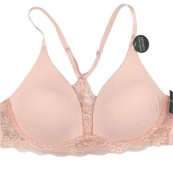 Laura Ashley wire-free cross back lace bra Large Pink - $20 New With Tags -  From Anas