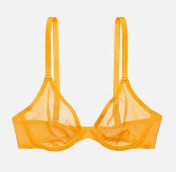 CUUP NWT BRA THE PLUNGE Mesh Bra 34D Marigold Yellow