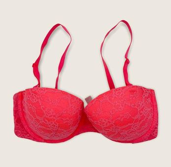 Victoria's Secret Multi-Way Hot Neon Pink Orange Lace Underwire Push Up Bra  34D Size 34 D - $14 - From Eileen
