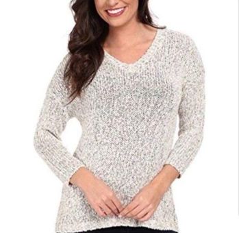 Lucky Brand Gray Marled Knit V Neck Sweater Size Small - $22