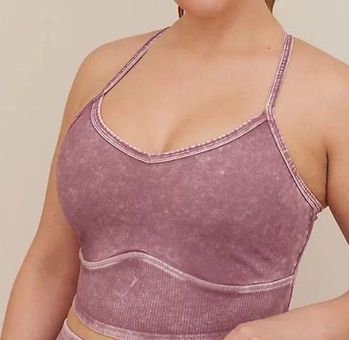 Torrid Sports Bra Low-Impact Wireless Rib Trim Bra in Elderberry Sz