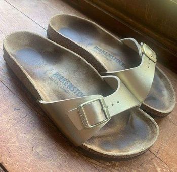 Birkenstock Madrid Gold One Strap Slides Sandals Women's Size