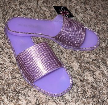 Olivia Miller Purple Rhinestone Flat Sandals Size 6 17 New With