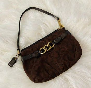 Coach Vintage monogram signature gold chain wristlet mini purse