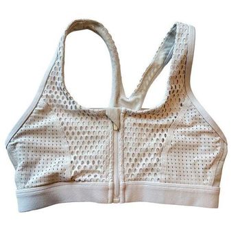 Lorna Jane Sports Bra Women Small White Zip Up Mesh Racer