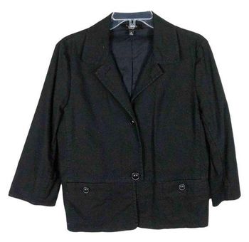 Talbots Womens Size 10 Jacket Black Lined Button Down V Neck