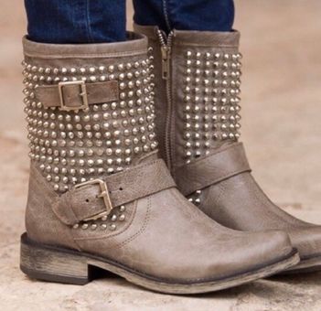 Steve Madden Monicaa Studded Biker Boots Size 7.5M Tan (63% Off Retail) - From Desert