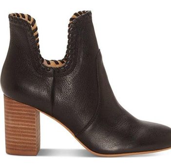 Cutout Leather Ankle Boots