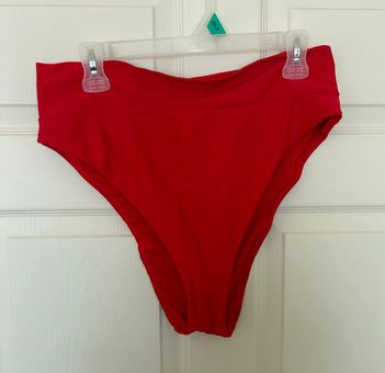 Aerie High waisted/High Cut Cheeky Bikini Bottoms Red Size XL