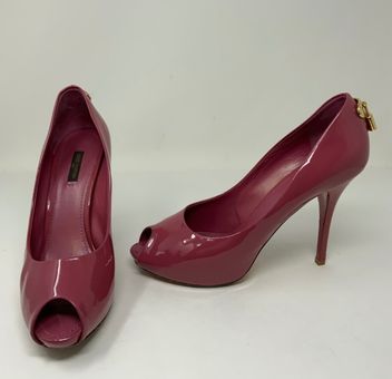 Louis Vuitton Pink Patent Leather Peep Toe Logo Padlock Stiletto High Heels  Shoe Size 10 - $650 (64% Off Retail) - From Galore