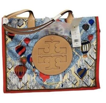 Tory Burch Ella Tote Nylon Red Blue Hot Air Balloons in the Sky New w/tag -  $283 New With Tags - From Cassie