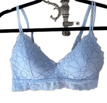 Aerie daisy bra blue lace 34B like new adjustable straps light