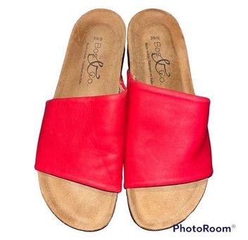 Ny&co NEW Bos. & . Red Leather Lux Slide Sandals Size 8 - $47