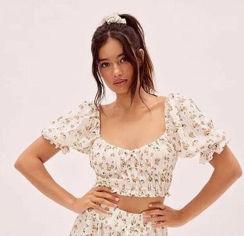 For Love & Lemons Lola Pointelle Top Floral Size Small - $78 New With Tags  - From jocelyn