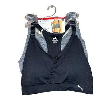 Puma NWT Seamless Sports Bra Grey Black 2 Pack Size XL - $30