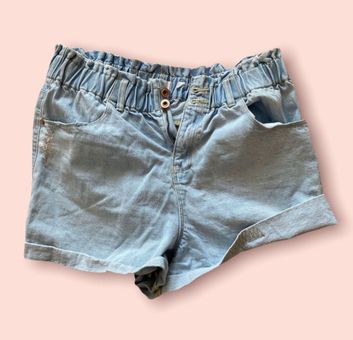 A Loves A Paper Bag Denim Shorts Blue 