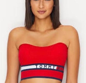 Tommy Hilfiger Womens Seamless Retro Style Logo Bandeau Bralette Bra Large  NWT