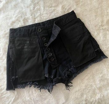 Unravel Project Reversed Inside-Out Denim Shorts in Black Size 26