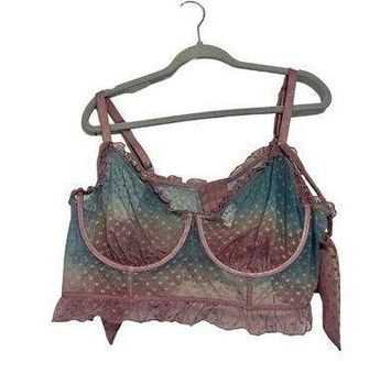 Torrid Intimates Cotton Candy Hearts Pink/Blue Longline Bralette 4 Size 4X  - $17 - From Lucy