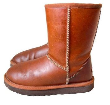 UGG Classic Short Leather Water Resistant Boot in Brown