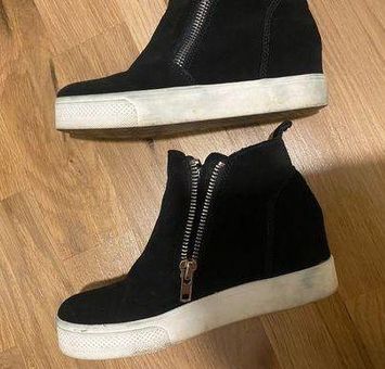 steve madden black wedge sneakers