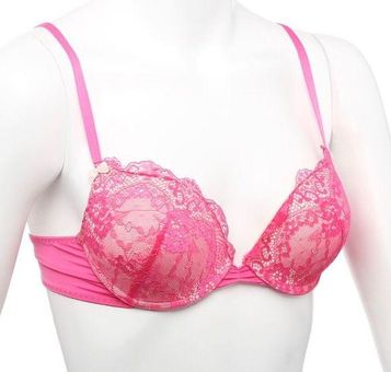 Betsey Johnson Bra Hot Pink Lace over Light Pink Push Up Bra 34B NWT Neon  Pink Size undefined - $25 New With Tags - From Liz