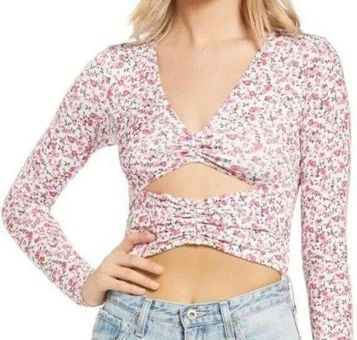 AFRM Womens XL Gimli Floral Long Sleeve Bodysuit Blush Pink Ditsy Cut Out V  Neck - $34 New With Tags - From Gulfcoast