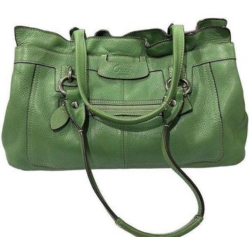 Buy the Coach Green Leather Large Satchel Shoulder Bag