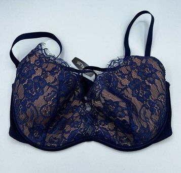 Adore Me Blue Lace Plunge Lined Bra Size 36DD - $26 New With Tags - From  Tabitha