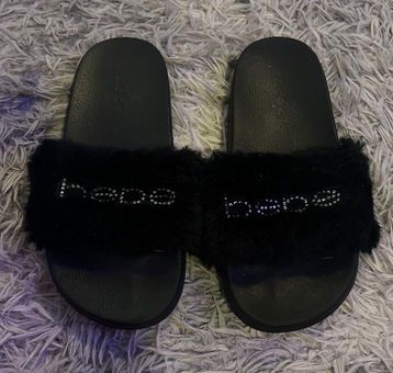 Bebe Faux Fur Slides Black Size 8 25 50 Off Retail From Sarra