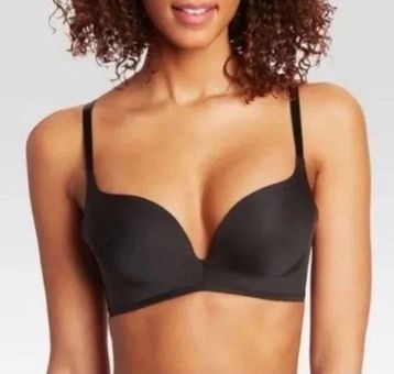 SKIMS New Women's Wireless Form Push-Up Plunge Bra Onyx