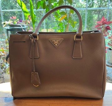 Prada Large Galleria Saffiano Leather Bag in Brown