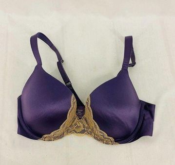 Soma Enhancing Shape Full Coverage Bra Satin Purple with Cream Lace 34C  Size undefined - $40 - From W